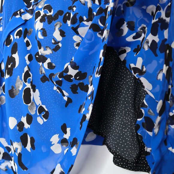 Cabi‎ Womens Sleeveless Dress Size Medium Blue Black Floral Polka Dot Layered - Picture 7 of 11